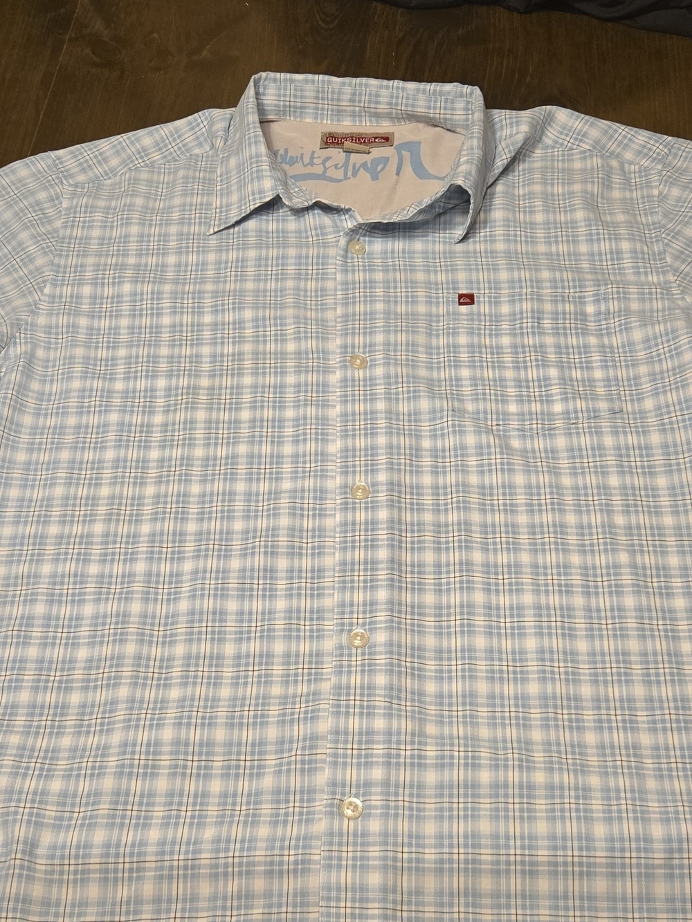 Quiksilver Men's Light Blue Plaid Button-Up Shirt